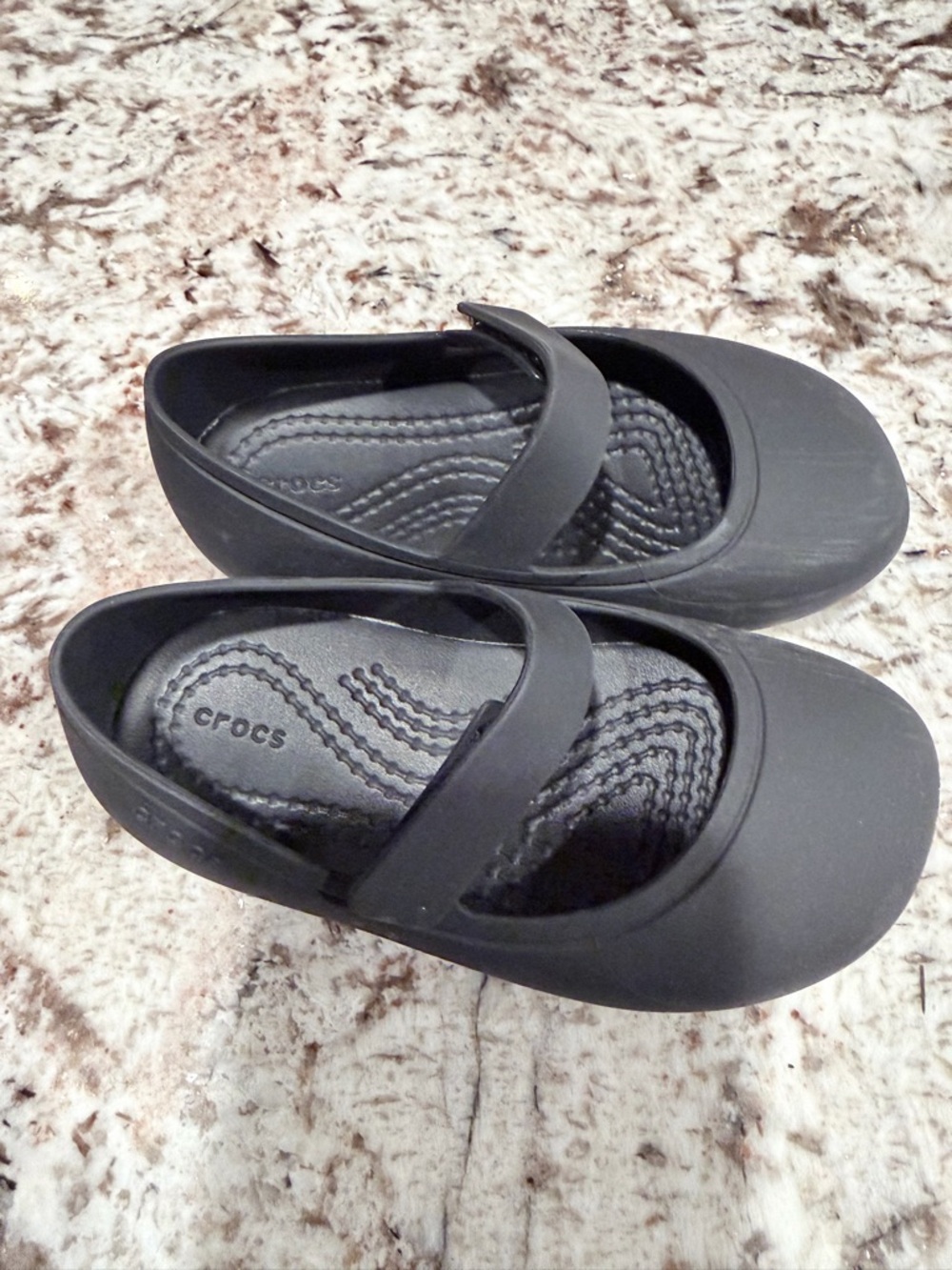 CROCS Black Mary Jane-Style Slip-On Flats